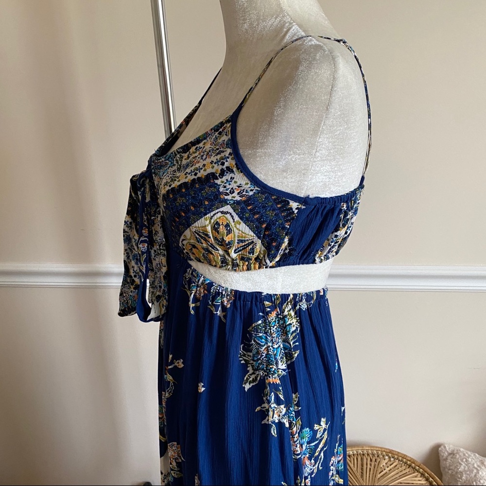 Free People Blue Boho Cut Out Cropped Jumpsuit XS - Picture 12 of 14